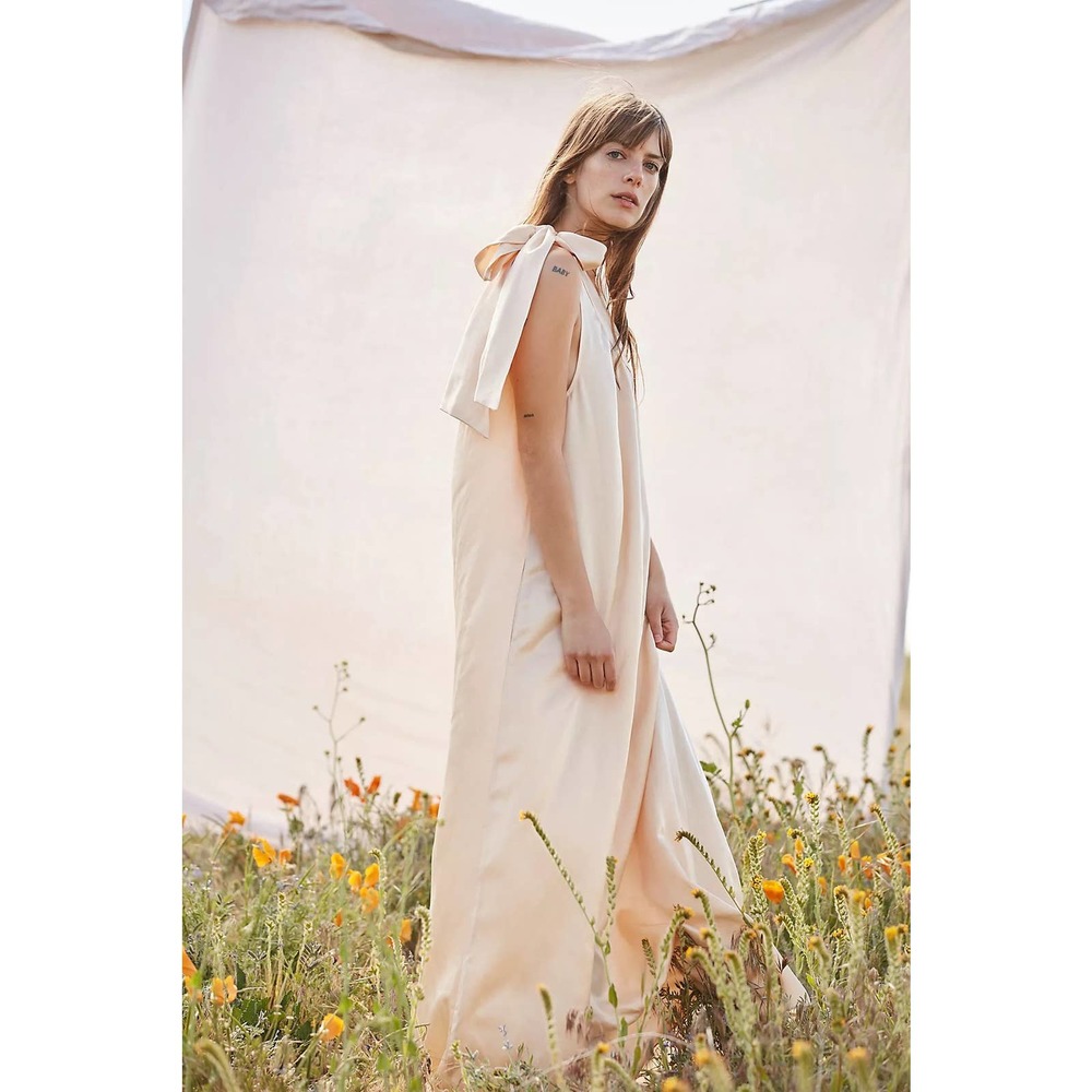 NWOT Free People Soa Gold Maxi Dress - Picture 6 of 8